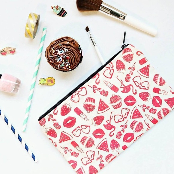 Towne9 Pink Things Zip Pouch Cosmetic Bag - Picture 1 of 8